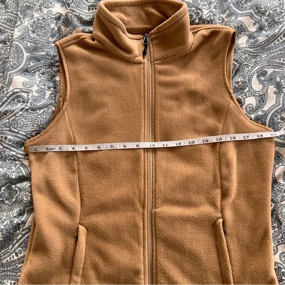 Tan Sleeveless Fleece Zip-Up Vest SZ M - Picture 6 of 8